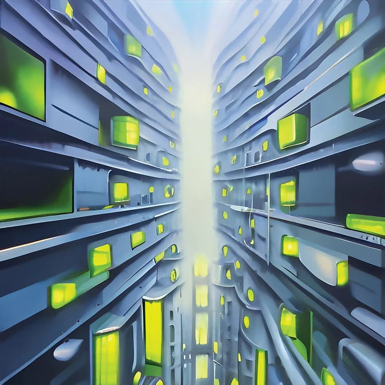 Blue And Green Urban Building by Alessandro Della Torre wall art