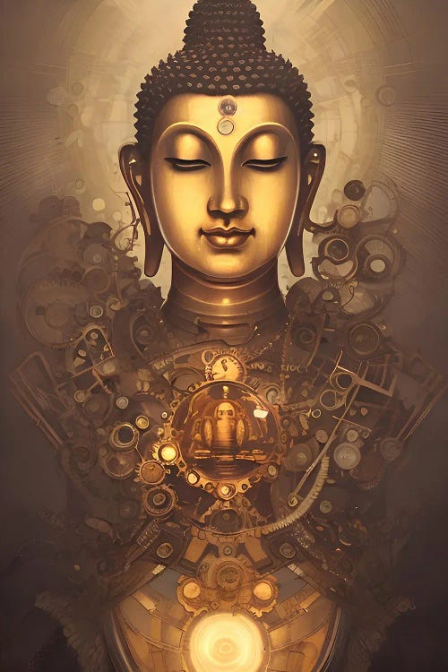 Buddha In Steampunk Style III by Alessandro Della Torre wall art
