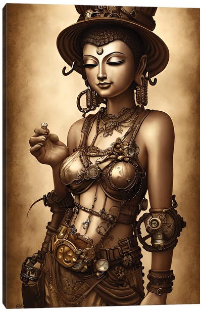 Buddha Woman In Steampunk Style II Canvas Art Print - Steampunk Art
