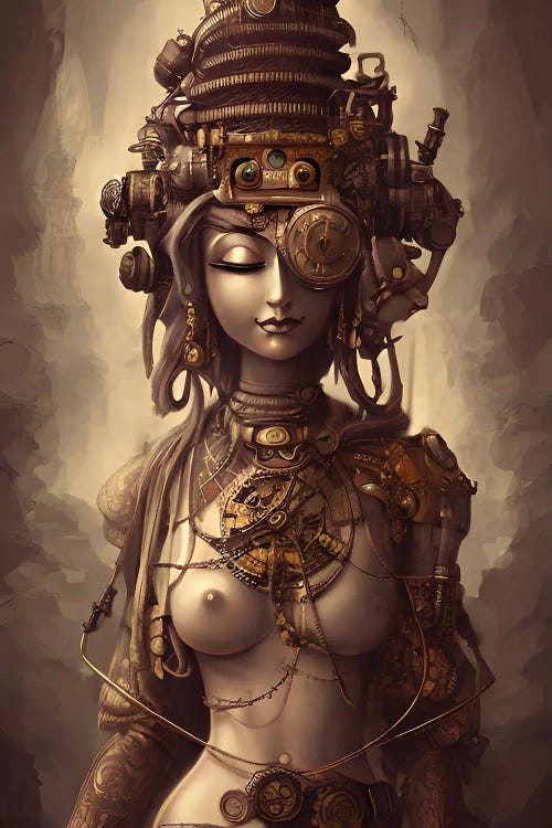 Buddha Woman In Steampunk Style IV