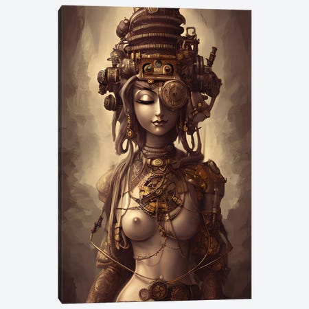 Buddha Woman In Steampunk Style IV Canvas Print #ADT1234} by Alessandro Della Torre Canvas Artwork