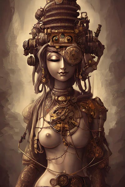 Steampunk: Buddha Woman In Steampunk Style IV by Alessandro Della Torre