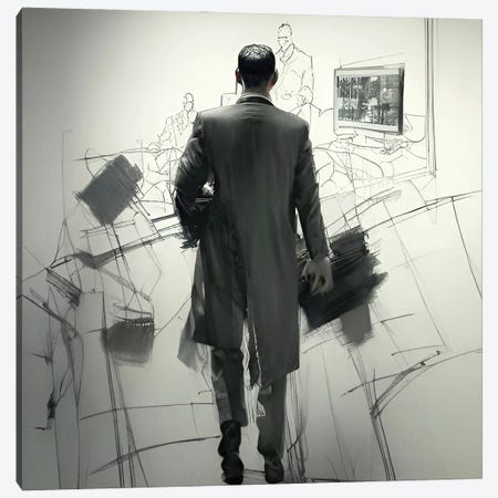 Businessman In The Office Canvas Print #ADT1237} by Alessandro Della Torre Canvas Artwork