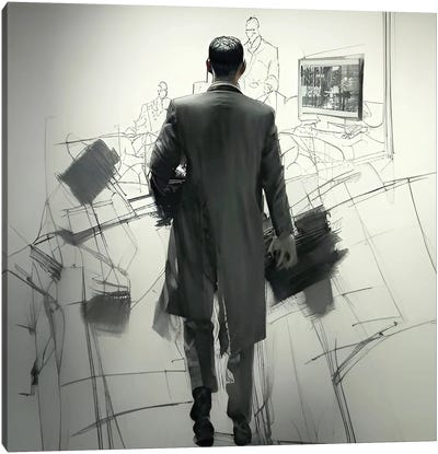 Businessman In The Office Canvas Art Print - Alessandro Della Torre