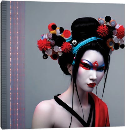 Cyberpunk Geisha II Canvas Art Print - Alessandro Della Torre