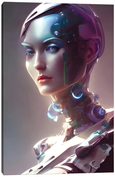 Cyberpunk Android Robot Canvas Art Print - Alessandro Della Torre