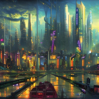 Cyberpunk Dark City by Alessandro Della Torre art print