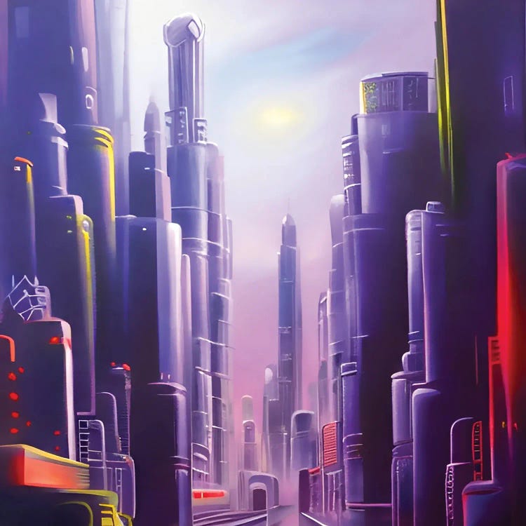 Cyberpunk Futuristic Violet City