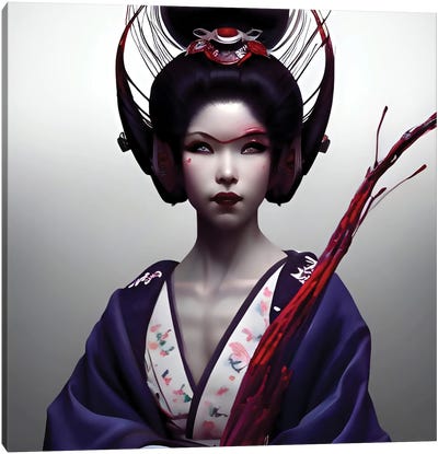 Cyberpunk Geisha Canvas Art Print - Alessandro Della Torre