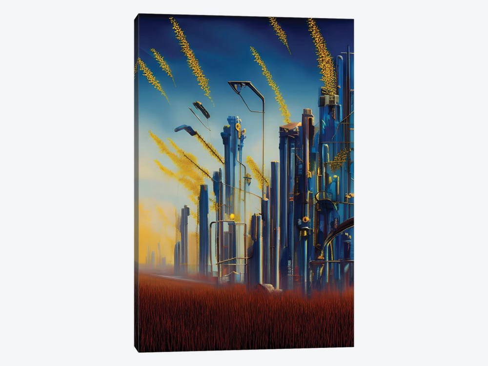 Cyberpunk Illustration Of A Futuristic Cityscape XVII by Alessandro Della Torre 1-piece Canvas Print
