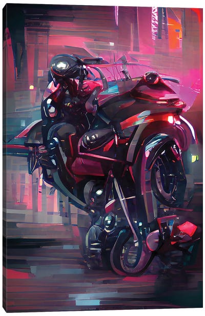 Cyberpunk Rider Canvas Art Print - Alessandro Della Torre