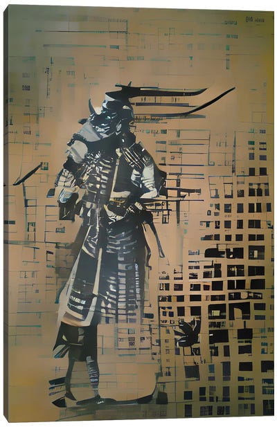 Cyberpunk Samurai Canvas Art Print - Samurai Art