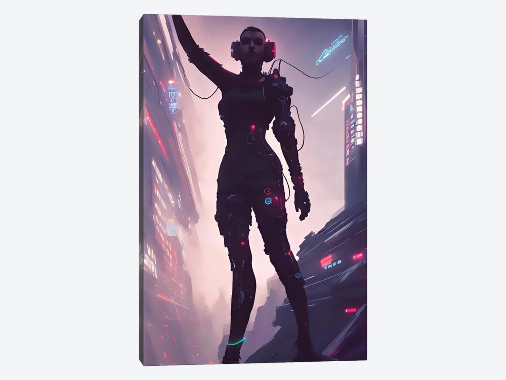 Female Android In Cyberpunk Style by Alessandro Della Torre 1-piece Canvas Art