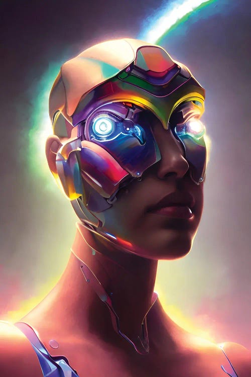 Female Cyborg Face Portrait