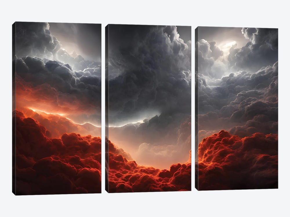 Final Battle Between Heaven And Hell - Board XXII by Alessandro Della Torre 3-piece Canvas Print