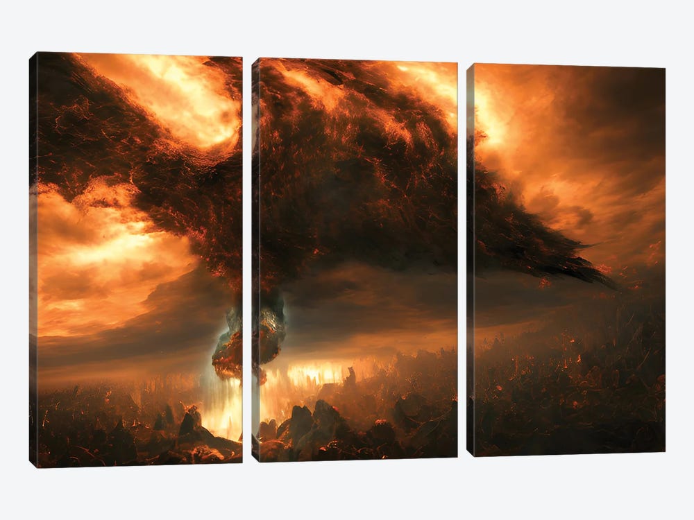 Final Battle Between Hell And Heaven - Board XI by Alessandro Della Torre 3-piece Canvas Wall Art