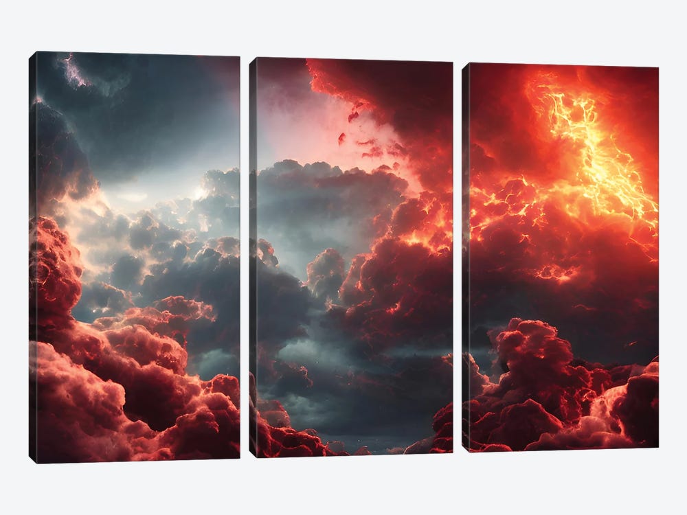 Final Battle Between Hell And Heaven - Board V by Alessandro Della Torre 3-piece Canvas Art