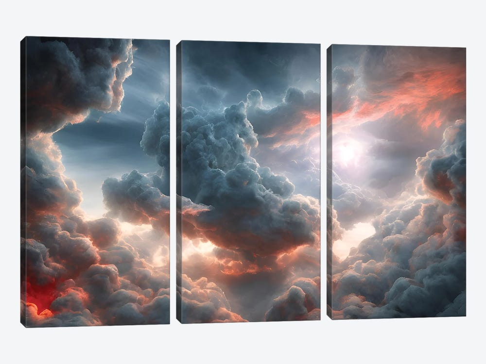 Final Battle Between Hell And Heaven - Board IX by Alessandro Della Torre 3-piece Canvas Wall Art