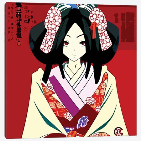 Geisha Anime On Traditional Outfit Canvas Print #ADT1292} by Alessandro Della Torre Art Print