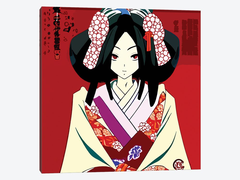 Geisha Anime On Traditional Outfit by Alessandro Della Torre 1-piece Canvas Artwork
