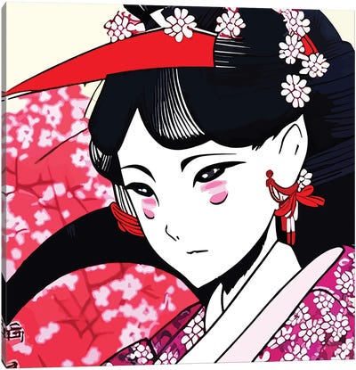Geisha Anime Portrait Canvas Art Print - Alessandro Della Torre