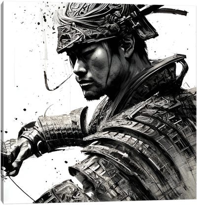 Japanese Samurai Fighter Canvas Art Print - Alessandro Della Torre