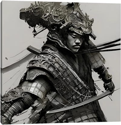 Japanese Warrior Canvas Art Print - Samurai Art