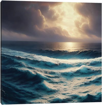 Ocean Storm Under Cloudly Sky Canvas Art Print - Alessandro Della Torre