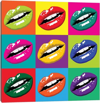 Pop Art Lips Canvas Art Print - Alessandro Della Torre