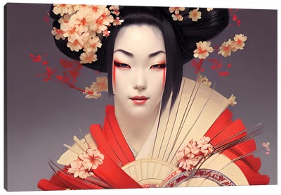 Portrait Of A Geisha Canvas Art Print - Asian Culture