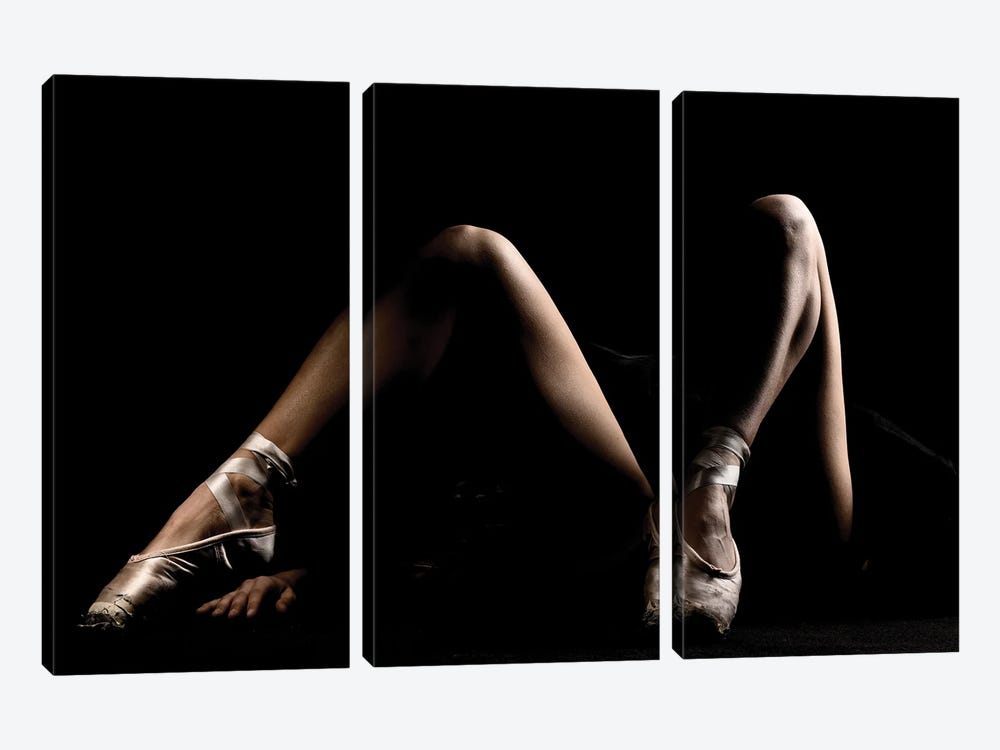 Naked Legs Of Nude Nallet Woman Ballerina Dancer With Shoes by Alessandro Della Torre 3-piece Canvas Wall Art