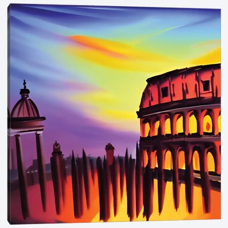 Rome At Sunset Canvas Print #ADT1321} by Alessandro Della Torre Canvas Print