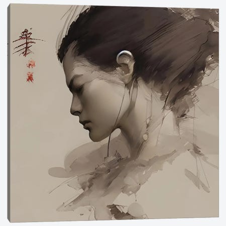 Sketch Of A Japanese Woman Canvas Print #ADT1326} by Alessandro Della Torre Canvas Wall Art