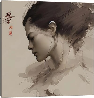 Sketch Of A Japanese Woman Canvas Art Print - Geisha