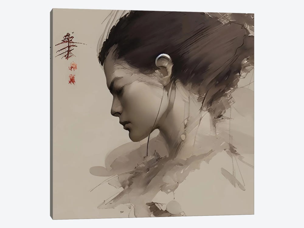 Sketch Of A Japanese Woman by Alessandro Della Torre 1-piece Canvas Wall Art