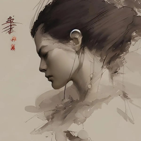 East Asian Culture: Sketch Of A Japanese Woman by Alessandro Della Torre