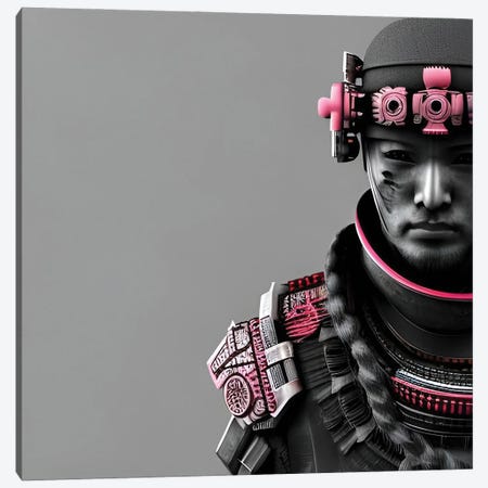 Sketch Of A Samurai Loving Pink Canvas Print #ADT1329} by Alessandro Della Torre Canvas Print