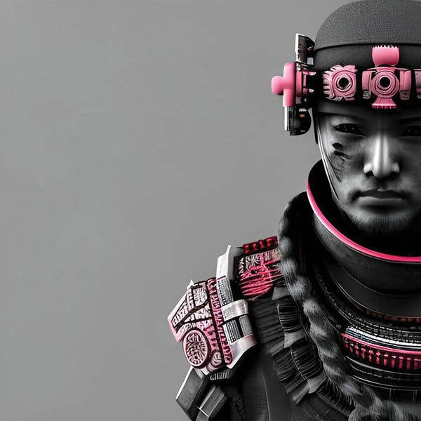 East Asian Culture: Sketch Of A Samurai Loving Pink by Alessandro Della Torre