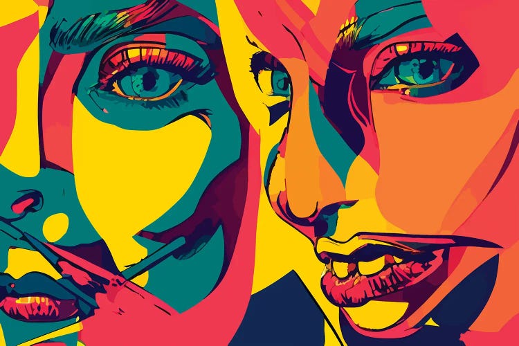 Two People Speaking In A Popart Illustration