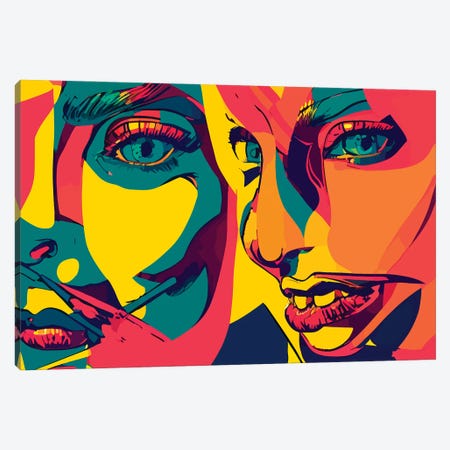 Two People Speaking In A Popart Illustration Canvas Print #ADT1335} by Alessandro Della Torre Canvas Print