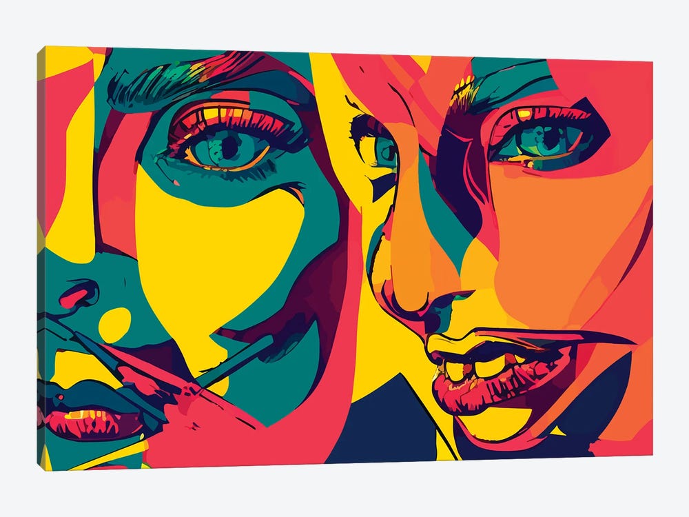 Two People Speaking In A Popart Illustration by Alessandro Della Torre 1-piece Canvas Wall Art