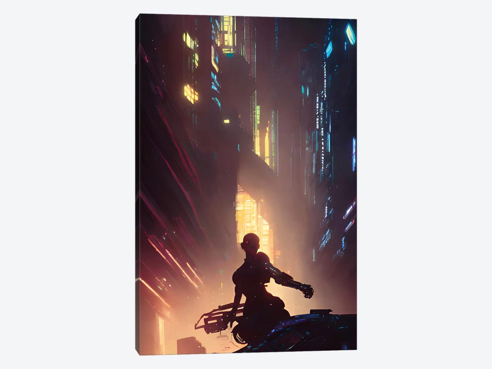 Walking In The Cyberpunk City XII by Alessandro Della Torre 1-piece Canvas Wall Art