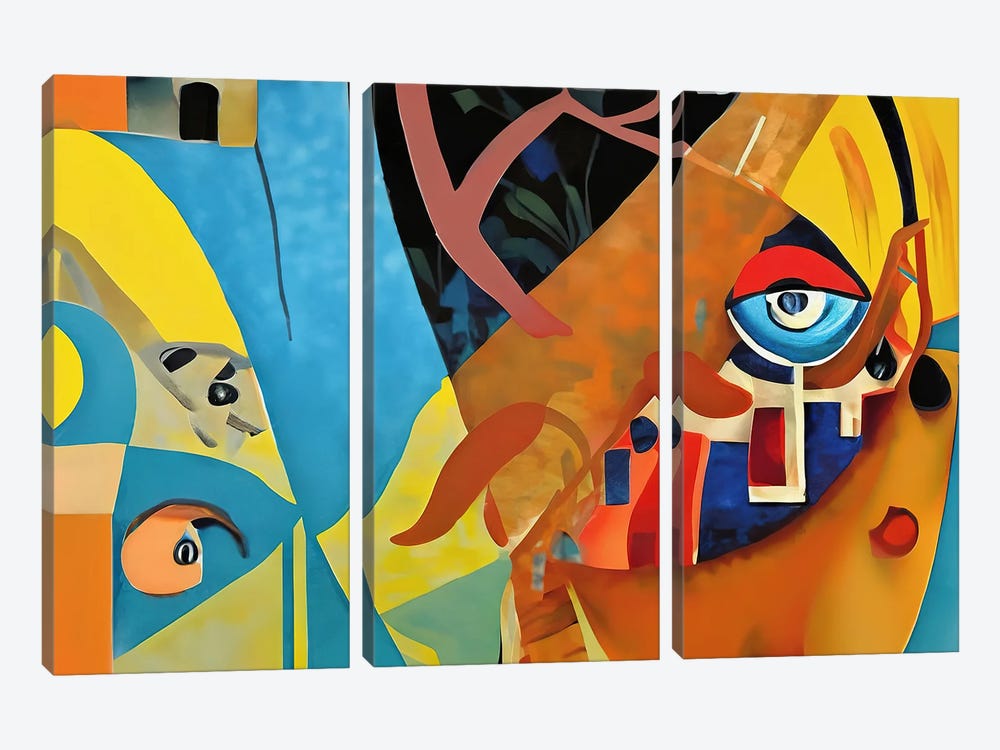 Abstract Painting In The Style Of Picasso II by Alessandro Della Torre 3-piece Canvas Art Print