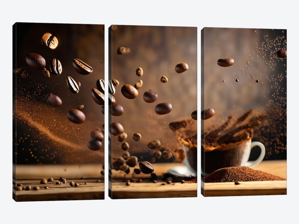 Meteor Shower Of Coffe Beans by Alessandro Della Torre 3-piece Art Print