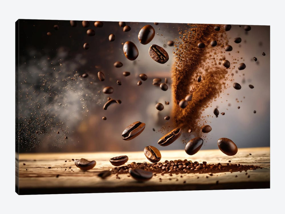 Coffee Beans Flying And Jumping by Alessandro Della Torre 1-piece Art Print