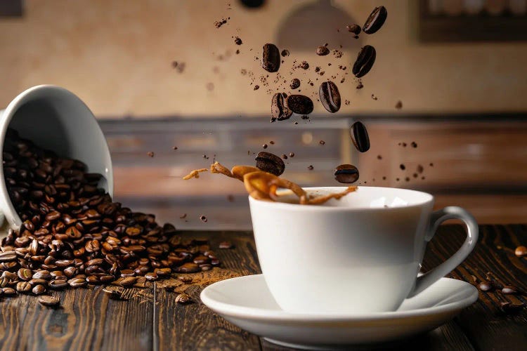 Coffee Beans Dropping On Cup