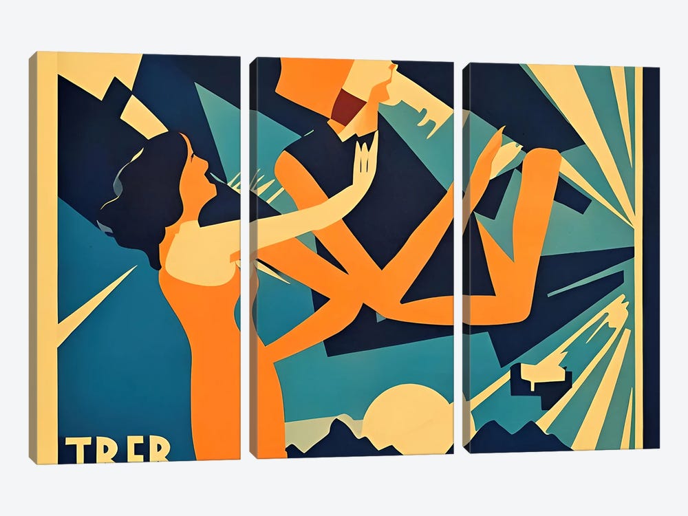 Ai Art Deco' IX by Alessandro Della Torre 3-piece Canvas Print