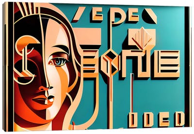Ai Cyber Art Deco' Canvas Art Print - Art Deco