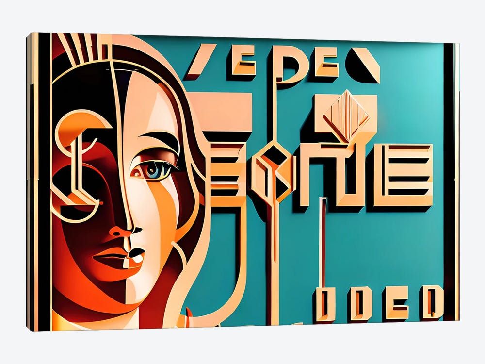 Ai Cyber Art Deco' by Alessandro Della Torre 1-piece Canvas Wall Art