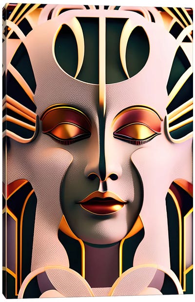 Ai Cyber Egyptian Art Deco' II Canvas Art Print - Robot Art